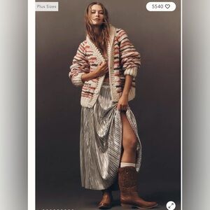 ⭐️Maeve by Anthropologie Metallic Pleated Midi Skirt⭐️ Sold Out